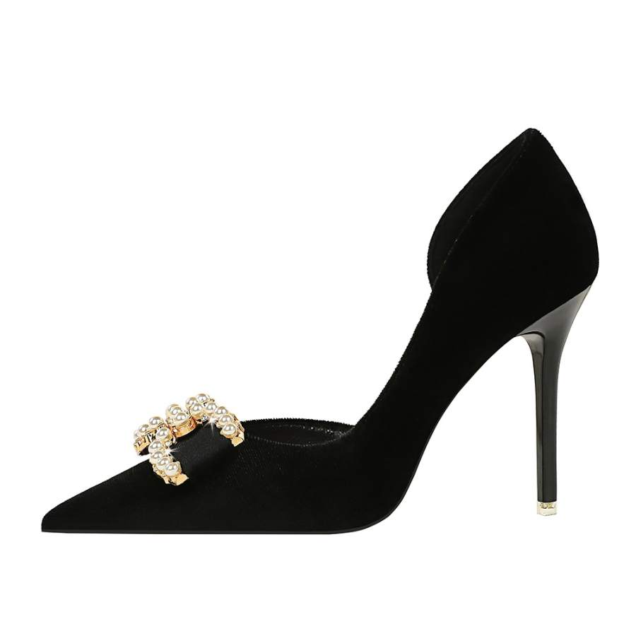 QITUMAUL Suede Slim Heel High Heels 10.5cm Women's