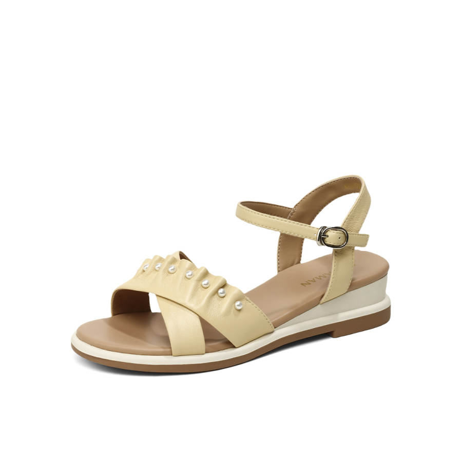 OCCAMAN Sheepskin One Strap Sandals 4cm Women's