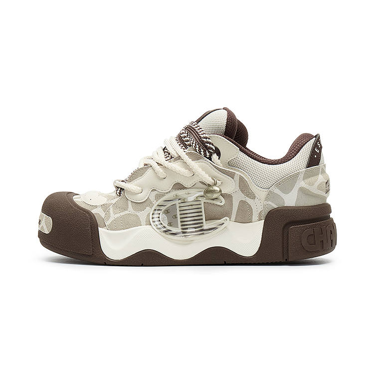 Champion Puff Big Head Shoe AutoSkate V1 Synthetic Leather, Textile Low top Skateboard Shoes Men's Linen/Baroque Brown