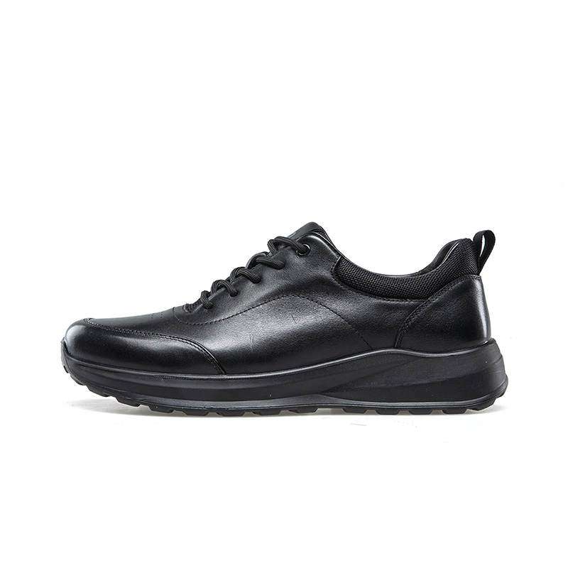 KANGNAI Cow Leather Low top Casual Shoes Men's Black