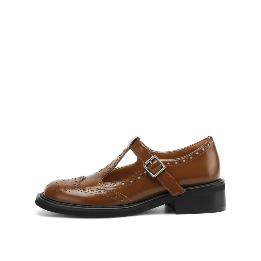 Rosa Bianca Cow Leather Chunky Heel Mary Jane Shoes Women's