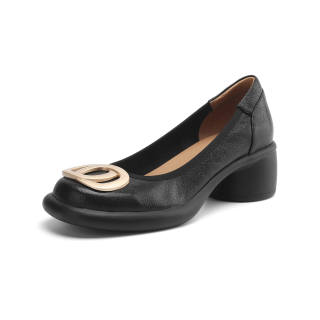 FMM Sheepskin Chunky Heel High Heels 4cm Women's