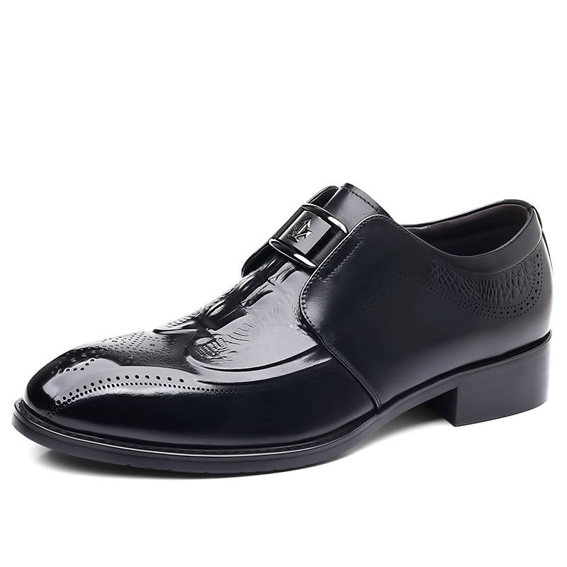 KACHILANG Cow Split Leather Dress Shoes Men's Black