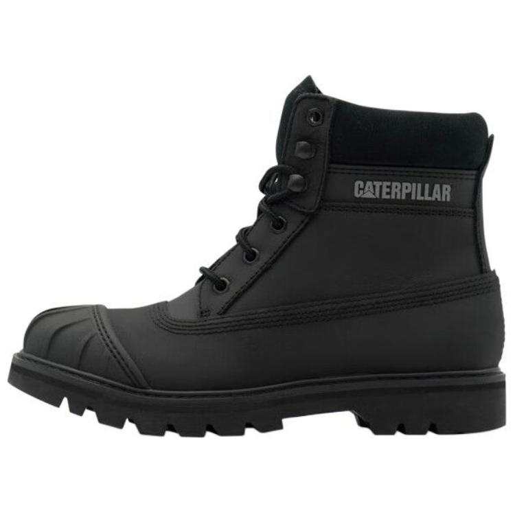 CAT Cow Leather Short Outdoor Boots 4cm Women's Black