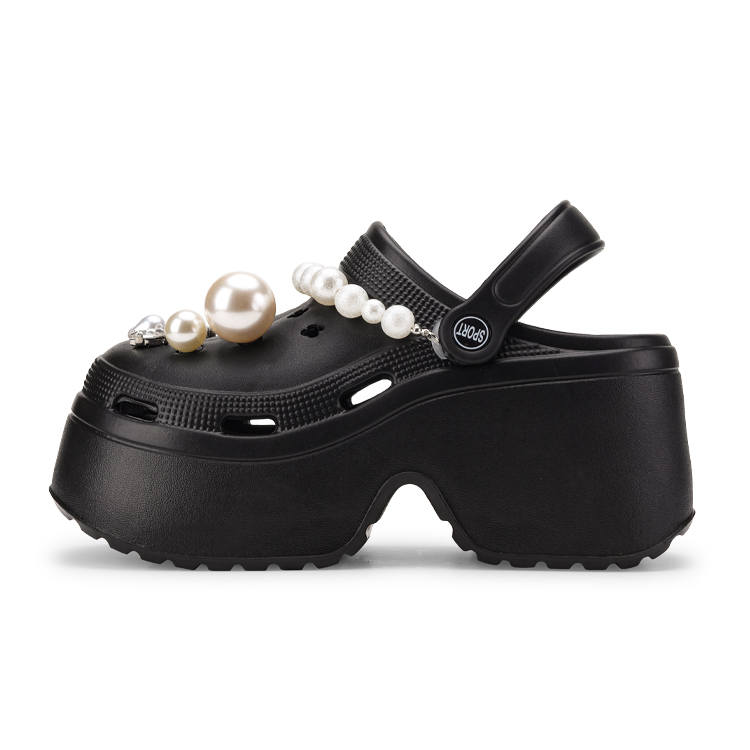 XMISTUO Fashion DIY Pearl Rhinestone Closed Toe Sandal EVA Clogs Women's