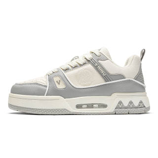 V.YERXU Air Trainer Fashion Trend Low top Skateboard Shoes Unisex Beige Gray