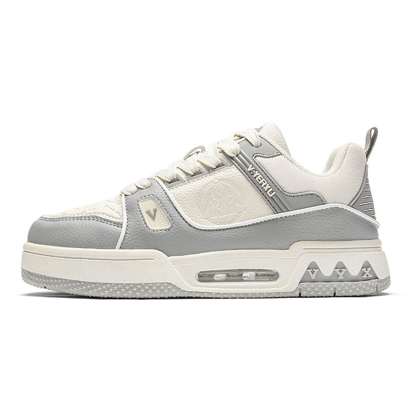 V.YERXU Air Trainer Fashion Trend Low top Skateboard Shoes Unisex Beige Gray