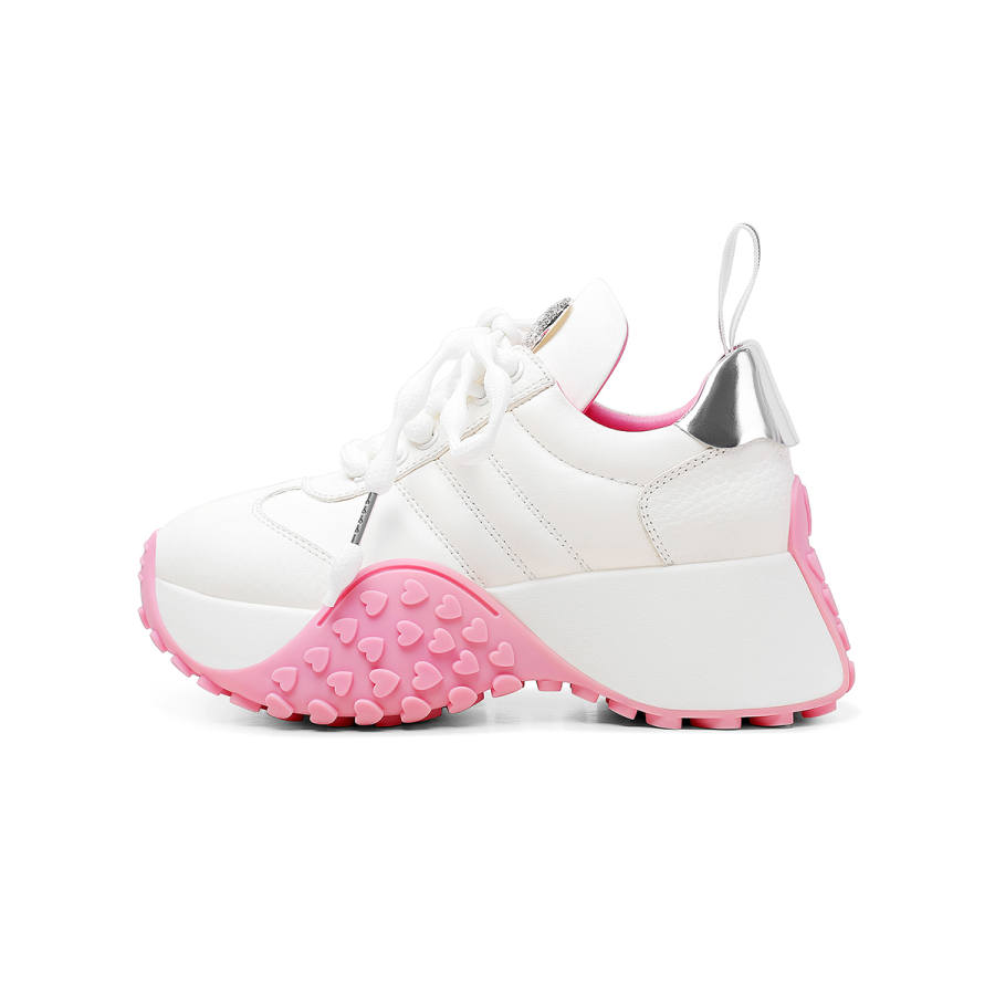 HAOYASENNU Chunky Sneakers Women's Low Top Sweet Peach/Cream White/Soft Cool Black