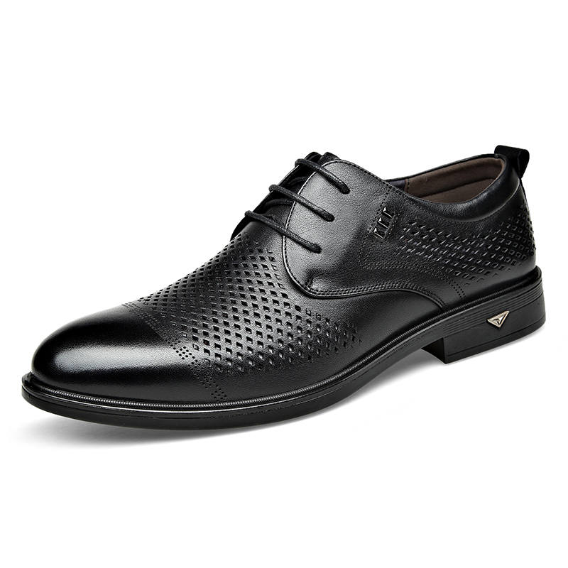KAQIAODI Cow Split Leather Casual Shoes Men's Black