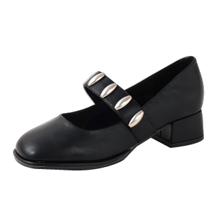 GUDIANFENGDU Pu Chunky Heel Mary Jane Shoes Women's