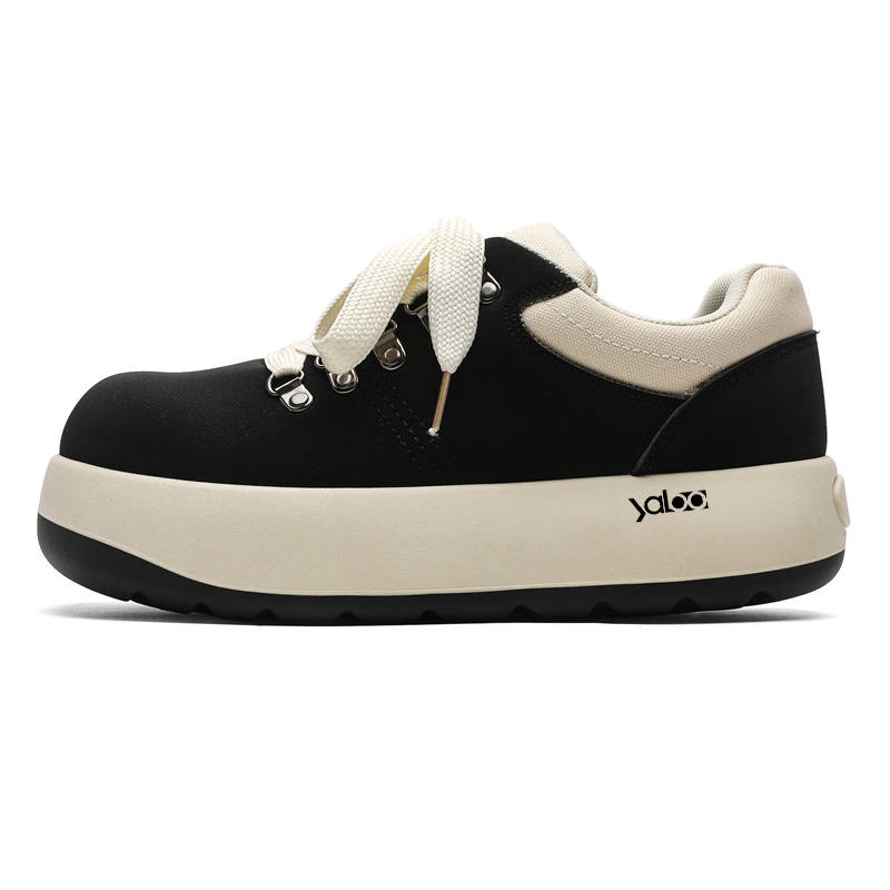YALU Skateboard Shoes Men's Low Top Black/Beige/Beige Green