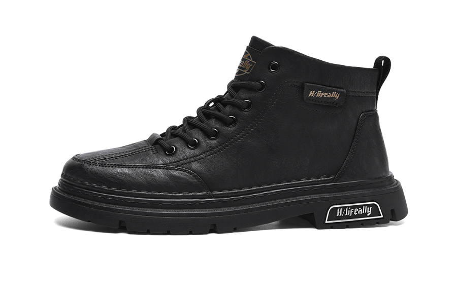 HLA HLA Microfiber Leather Ankle Length Combat Boots Men's