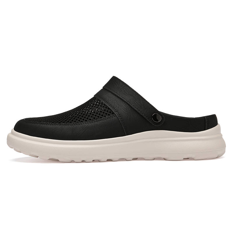 WENNAI Rubber Sole Odor Resistant, Abrasion Resistant Closed Toe Slippers Men's Black