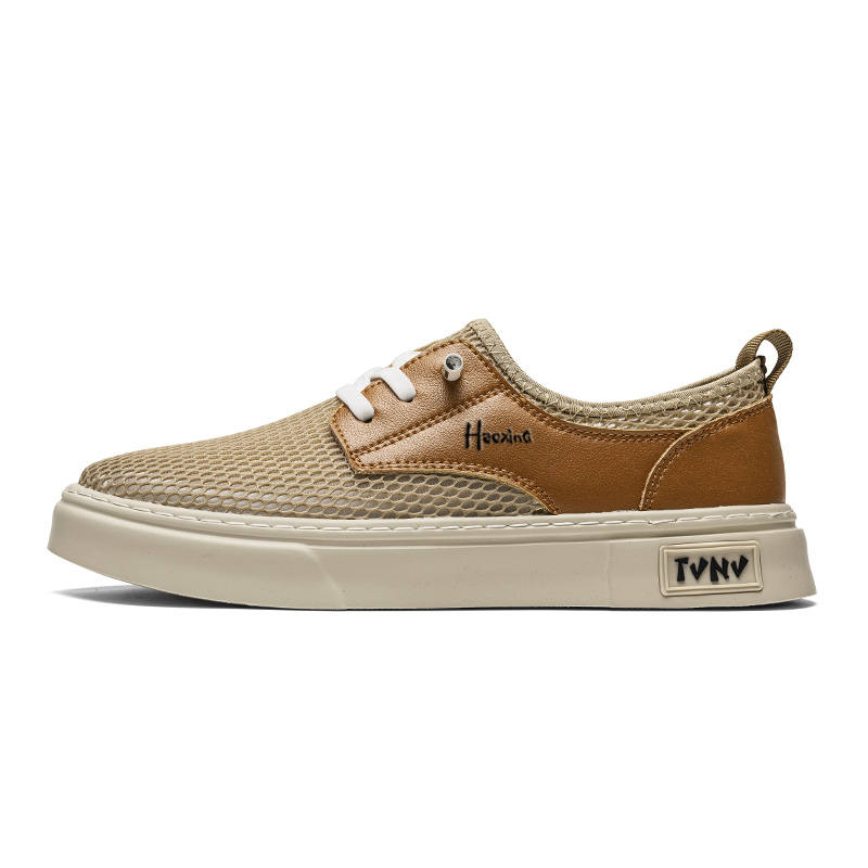 HAOXING Men's Casual Shoes Men's Low Top Brown Black