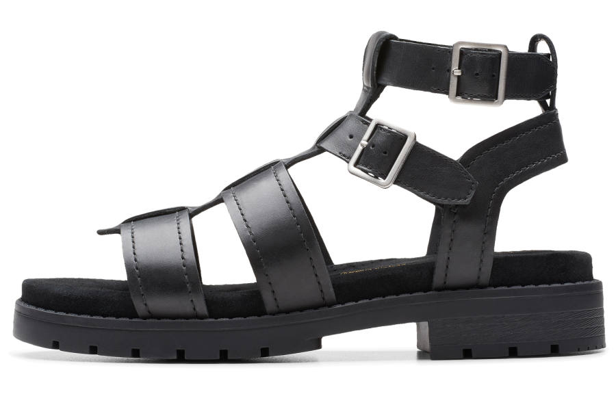Clarks Cow Leather Roman Sandals Women's Black