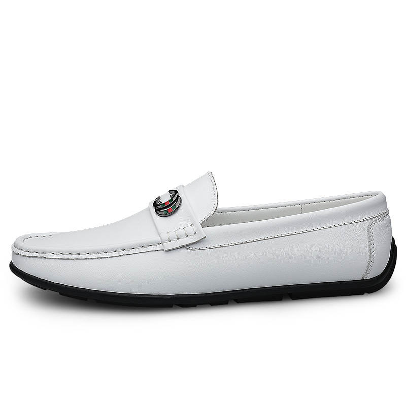 YINGLUNQISHI Top Grain Cow Leather Casual Shoes Men's White