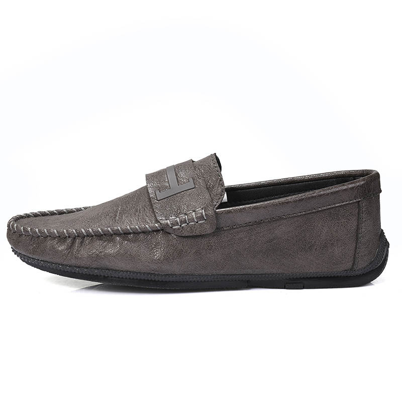 YINGLUNQISHI Microfiber Leather Casual Shoes Men's Gray