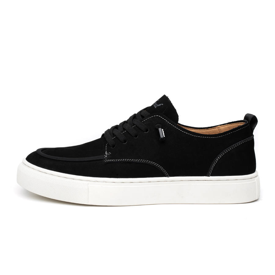 FED Top Grain Cow Leather Breathable And Wear resistant Low top Skateboard Shoes Men's Black