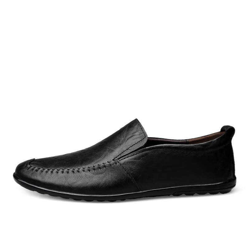 YINGLUNQISHI Top Grain Cow Leather Casual Shoes Men's Black