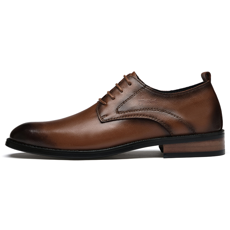 HAOXING Top Grain Cow Leather Dress Shoes Men's Brown
