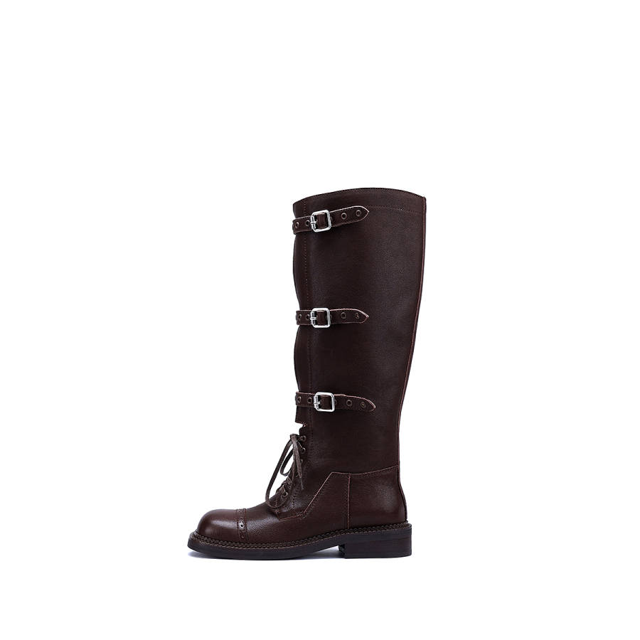 BELLALILY Top Grain Cow Leather Knee high Boots 3.5cm Women's