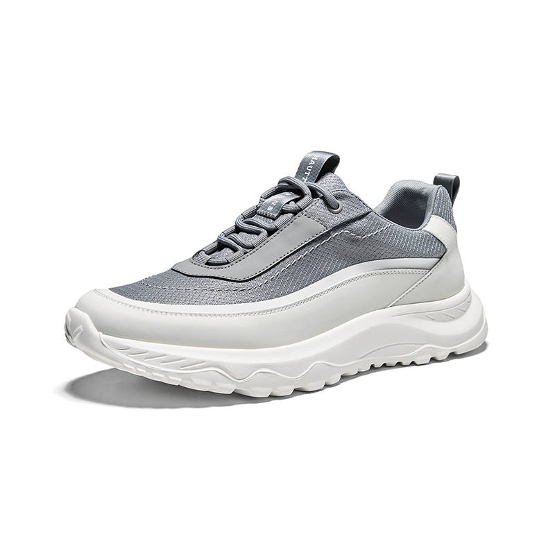 Hautton Jeans Textile, Synthetic Leather Low top Casual Shoes Men's White Gray