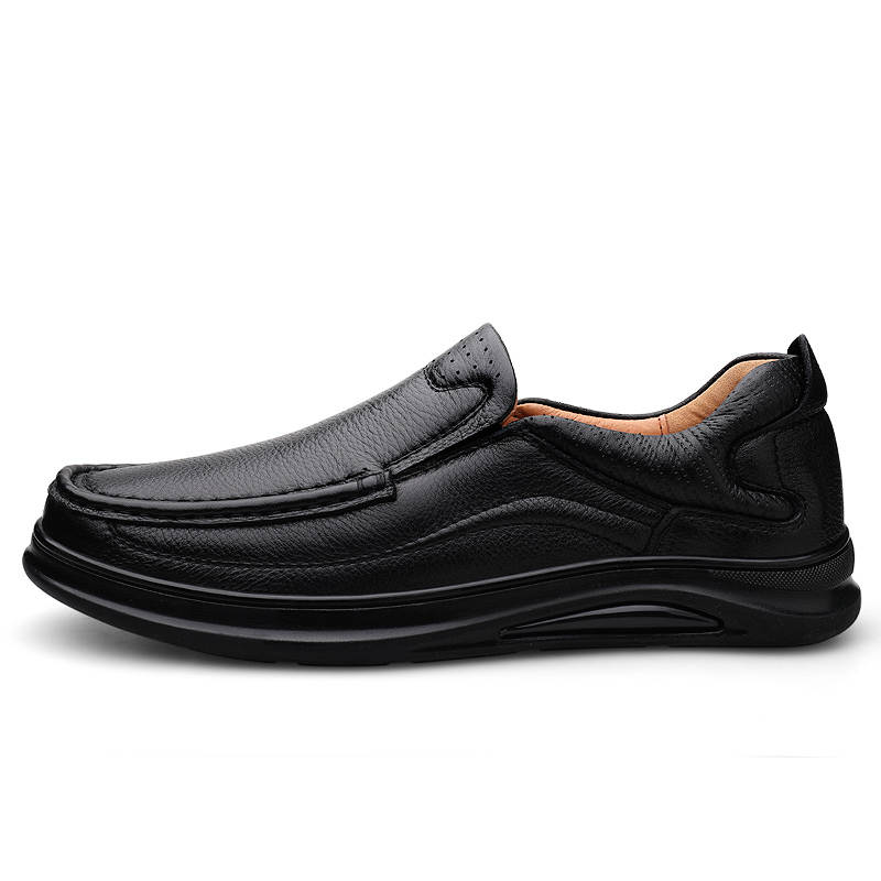 YINGLUNQISHI Top Grain Cow Leather Casual Shoes Men's Black