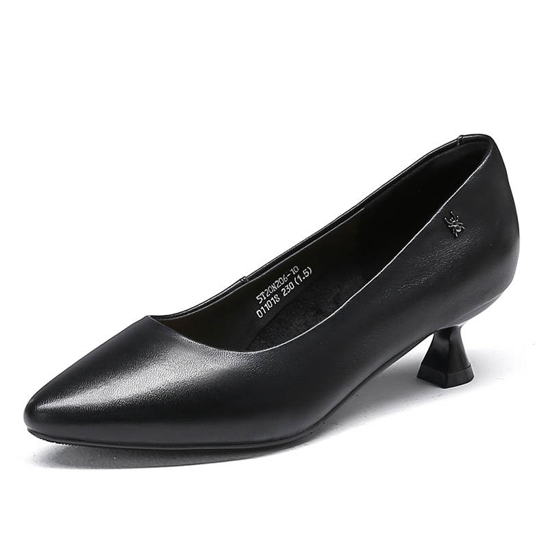 Spider King Cow Leather Slim Heel High Heels 5CM Women's Black