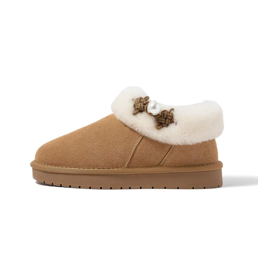 COMELY Cow Suede Thermal Slip Resistant Thermal Slip Resistant Cold Resistant Fuzzy Thickened And Fleece Lined Short