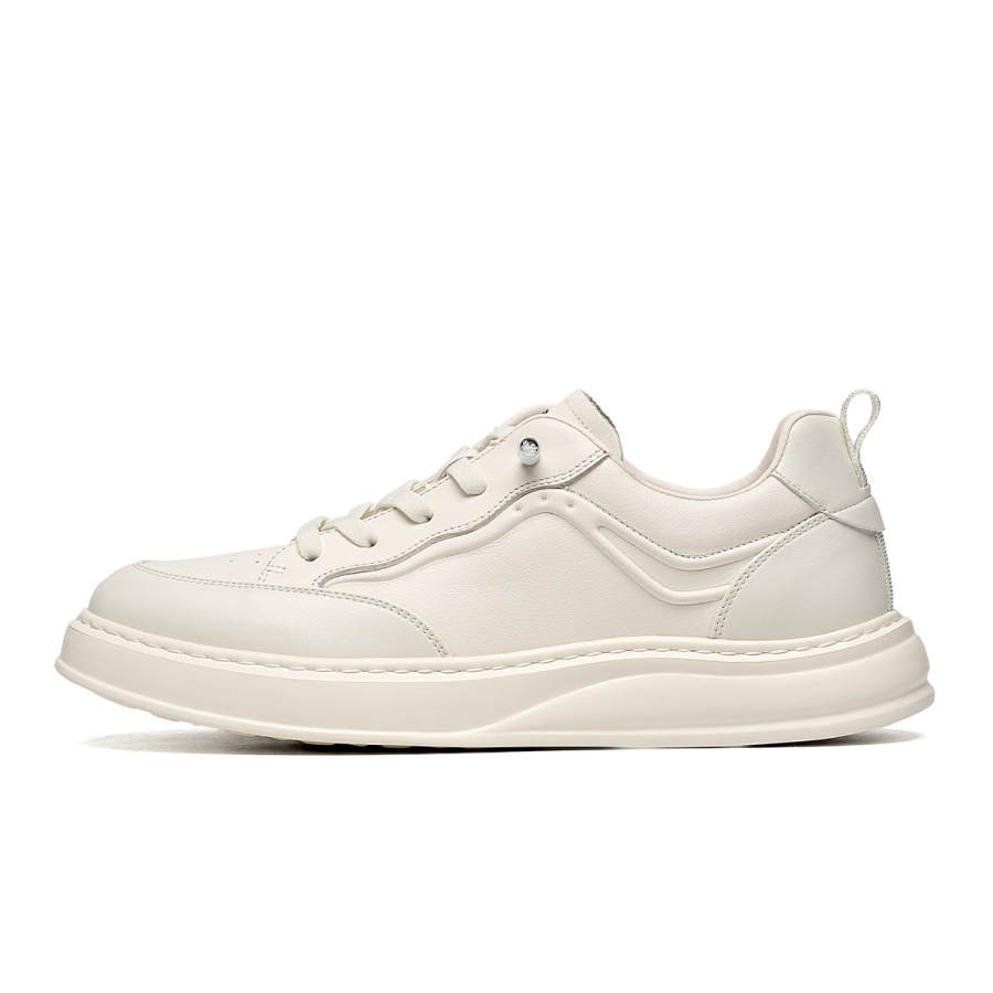 C°BANNER Cow Leather Low top Skateboard Shoes Men's White