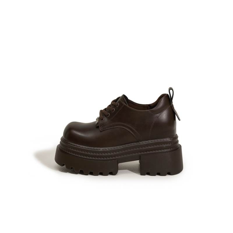 MILANLIANGE Microfiber Leather Casual Shoes 10cm Women's Brown