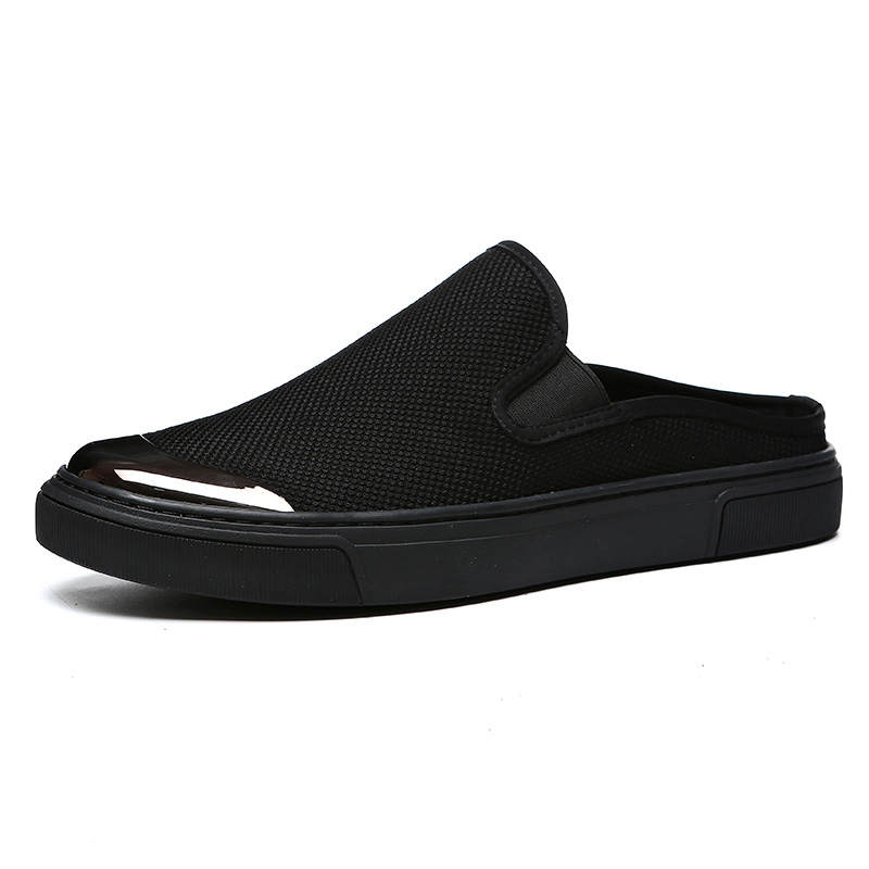 SENJIALUO Rubber Sole Abrasion Resistant Slip Resistant Closed Toe Slippers Men's Black