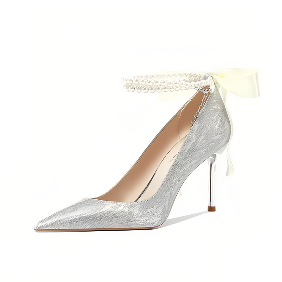 Imono Pu Slim Heel High Heels Women's Silver