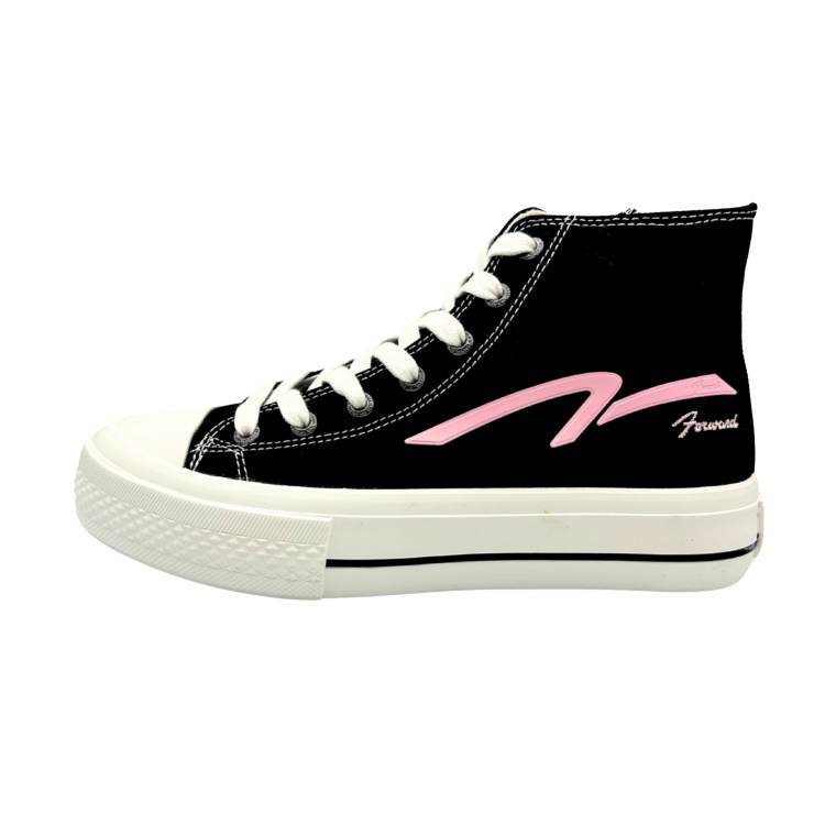 QIANJIN Abrasion Resistant Lightweight Height Increasing High top Canvas Shoes Women's Black