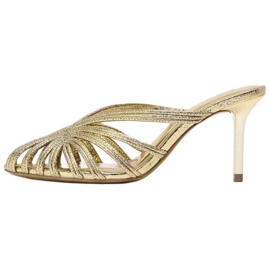 ZARA Closed Toe Slippers Women's Gold