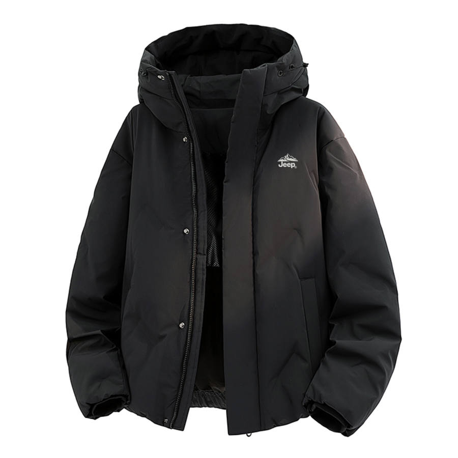 Jeep Jeep Down Jackets Unisex Black Hooded Thickened Down Jacket