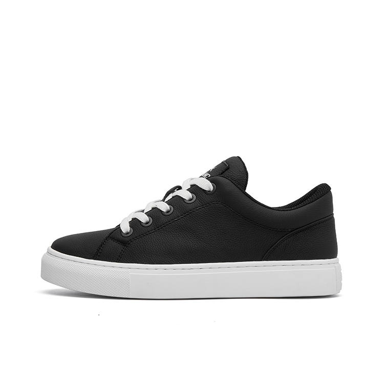 AOXIANG Top Grain Cow Leather Coverage Low top Skateboard Shoes Men's Black