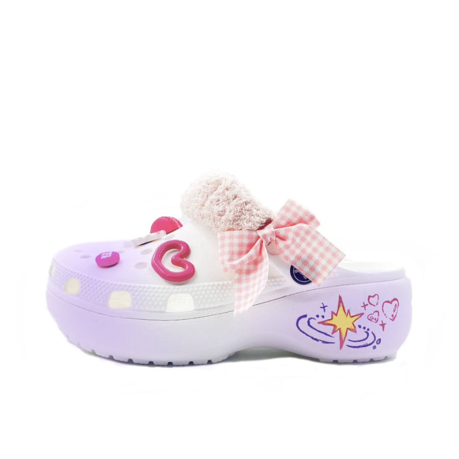 Crocs Crocs Classic Platform Clog Summer Mist Cherry Blossom Seaside Campus Style EVA Clogs Unisex Purple