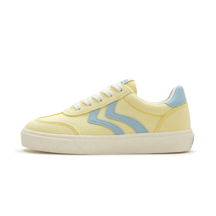 WENERMAN Microfiber Leather Low top Skateboard Shoes Women's Yellow Blue
