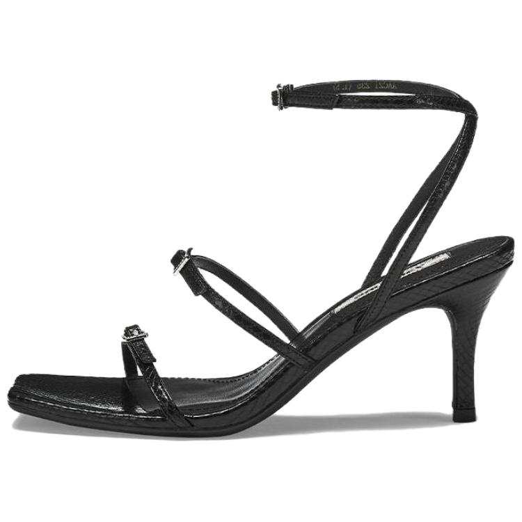 73Hours 73Hours Supermodel Journal Leather One Strap Sandals Women's Black