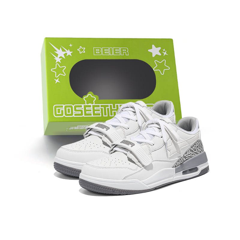 BEIER Stars Collection Couple Versatile Synthetic Leather Slip Resistant Height Increasing Low top Skateboard Shoes