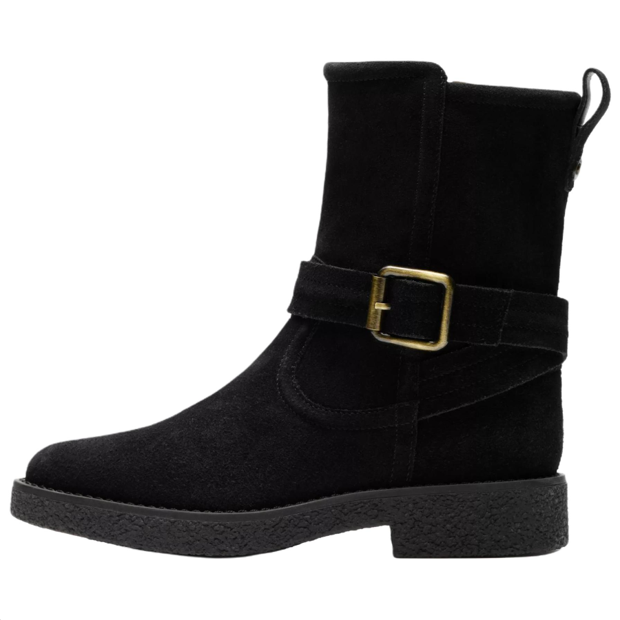 Clarks Nella Mid Suede Ankle Boots Women's Black