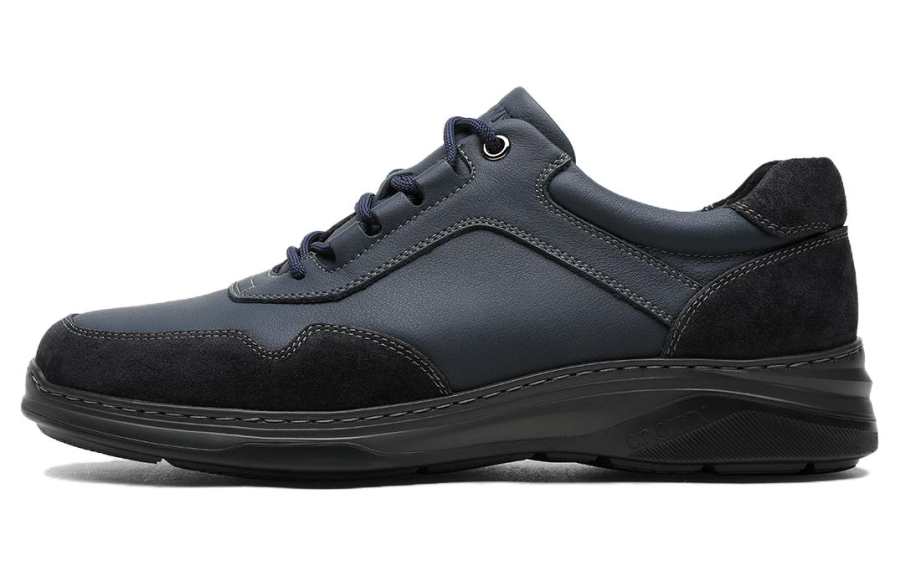CROWN Cow Leather Low top Casual Shoes Men's Blue