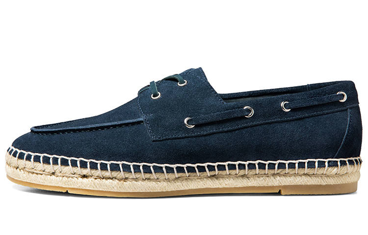 THOM WILLS Trendy Versatile Slip on Suede Espadrilles Casual Shoes Men's Dark Blue