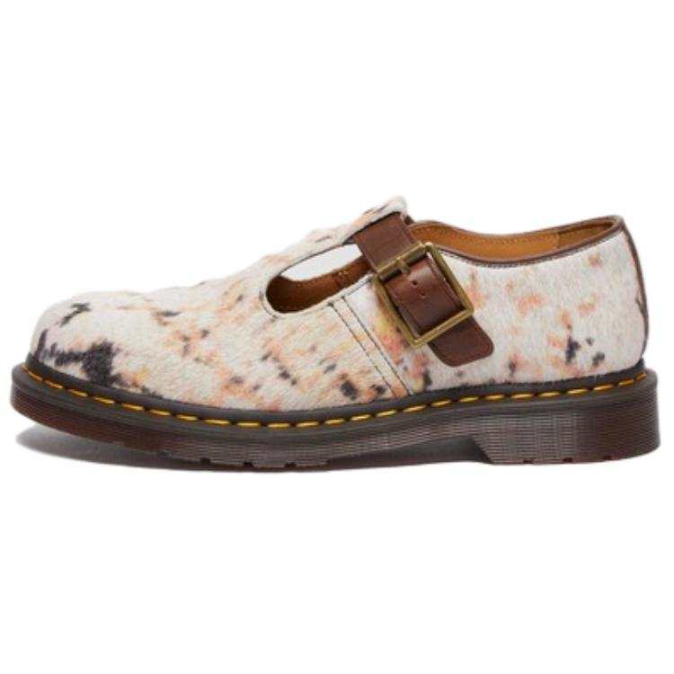 Dr.Martens T Bar Leather Casual Shoes Women's Beige Brown