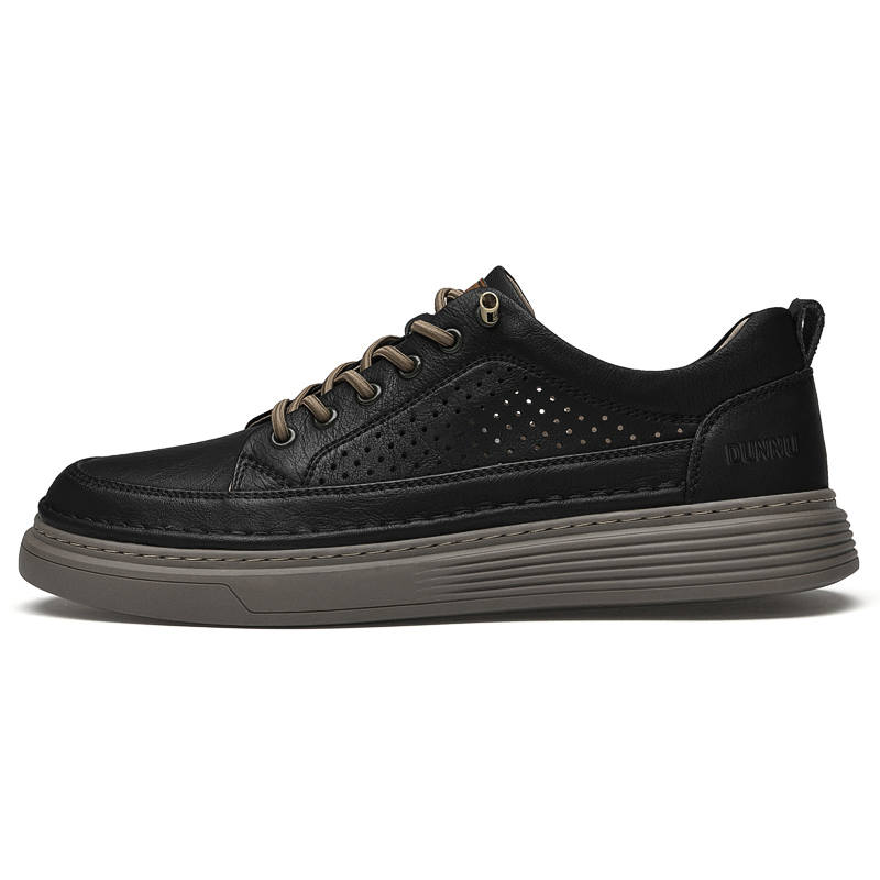 DUNNU Cow Leather Men's Casual Shoes Men's Black