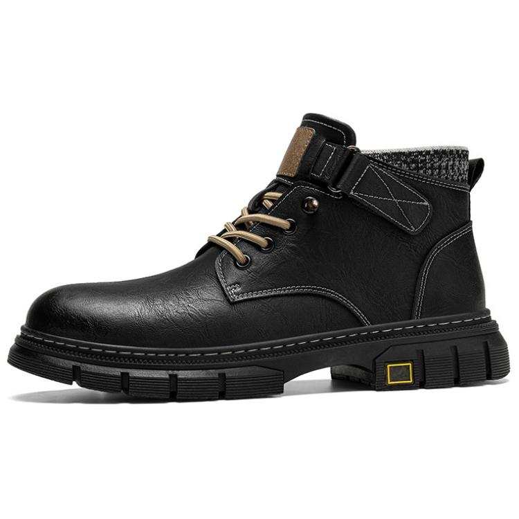 CITONGXIANSHENG Microfiber Leather Combat Boots Men's Black