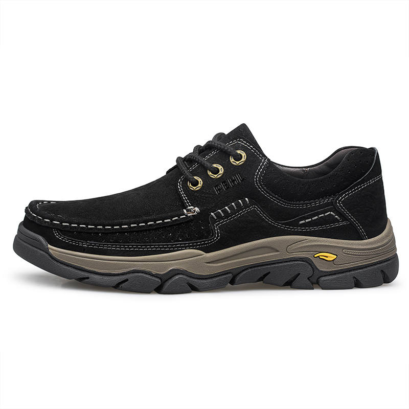 PEHL Casual Leather Shoes Men's Low Top Black/Brown