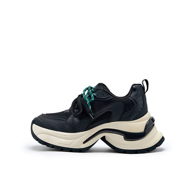 Talitaqoom Textile, Cow Leather Lightweight Low top Chunky Sneakers Women's
