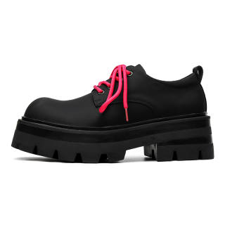 JUMP&FISH Cow Split Leather Casual Shoes Men's Black Red